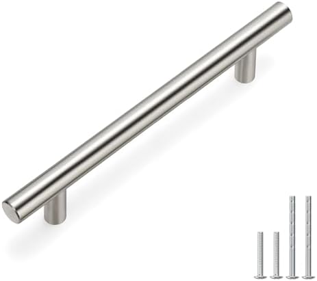 homdiy 30 Pack | Cabinet Handles Brushed Nickel Round Bar Cabinet Pulls 5in Hole Center HD201SN Stainless Steel Drawer Pulls Kitchen Cabinet Handles Cupboard Handles 20 Pack by homdiy