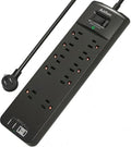 Addtam Power Strips with Surge Protection, 15FT Long Extension Cord with Multiple Outlets, Surge Protector Power Strip with 10 Outlets and 4 USB Ports(2 USB C), Flat Plug, 2700J, Black by Addtam