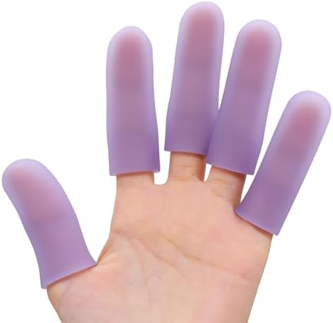 Povihome Finger Cots Protectors - Moisturizing Thumb and Finger Covers - Thickend Version- Elastic Cracked Silicone Finger Sleeves to Protect Cracked, Peel Finger and Other Finger Pain (Purple, 10PCS) by Povihome