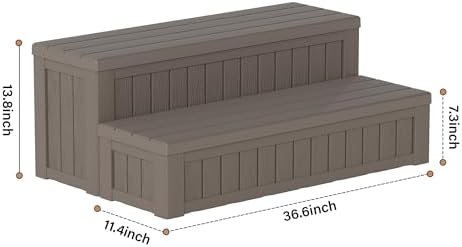 Fancyango Hot Tub Steps with Storage 36.6" L Gray - Image 2