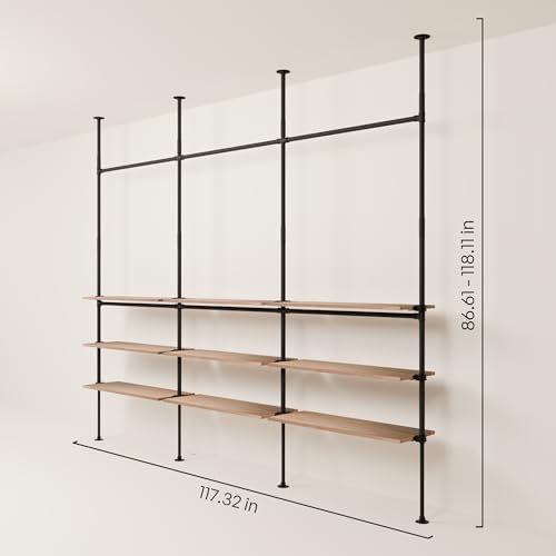 pamo Adjustable Clothes Rack with Shelves 117" W x 86"-118" H - Image 2