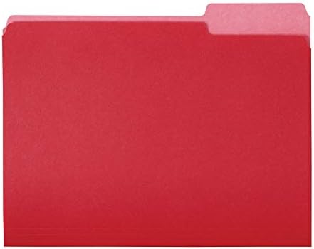Amazon Basics File Folders for Organization, Letter Size, 1/3 Cut Tab, Red, 36-Pack by AmazonBasics