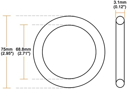 uxcell Nitrile Rubber O-Rings 75mm OD 68.8mm ID 3.1mm Width, Metric Sealing Gasket, Pack of 20 - Image 3