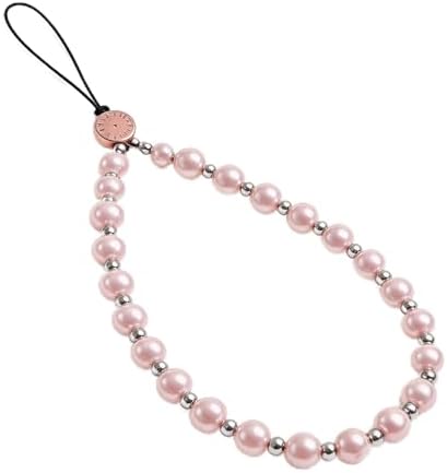 Phone Charm Beaded Strap Cute Cell Phone Wrist Straps String Accessories Hand Aesthetic Lanyard Wristlet Chain for iPhone 17 Pro Camera Case AirPods Bags Keychains Women Girls Rose Gold Pearl by Casecond