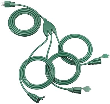 DEWENWILS 52FT (34’+6’ *3) Outdoor Extension Cord 1 to 3 Splitter, Green by DEWENWILS