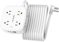20 Ft Surge Protector Power Strip - 8 Widely Outlets with 4 USB Ports, 3 Side Outlet Extender with 20 Feet Extension Cord, Flat Plug, Wall Mount, Desk USB Charging Station, ETL, White by YISHU