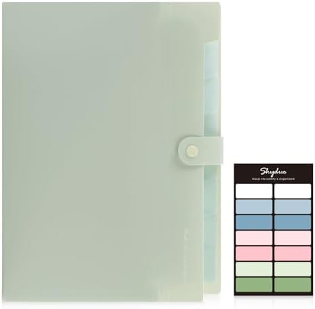 SKYDUE Expanding File Organizer with 8 Pockets, Accordion File Folders with Labels, Portable Document Paper Bill Receipt Organizer, Home College School Office Supplies, Letter Size,Light Green - Image 2