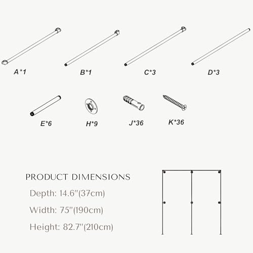 Industrial Pipe Clothing Rack, Wall Mounted Clothes Rack, 75", 3 Rods - Image 6