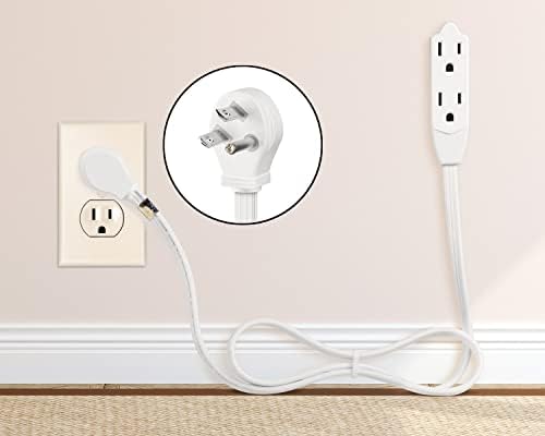 Maximm 3 Ft Flat Plug Extension Cord 3-Outlet Angled Plug White, UL 2 Pack - Image 5