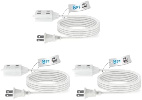 TiFFCOFiO Indoor Extension Cord, 2 Prong 6 Feet Extension Cord, 3 Polarized Outlets with Safety Slide Windows,13A/1625W, 16 AWG, 2 Packs (8FT 3 Packs) by TiFFCOFiO