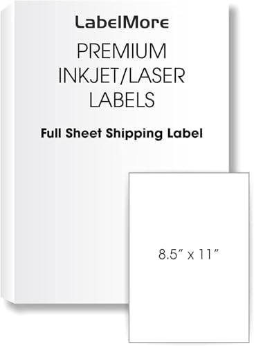 LabelMore 8.5 x 11 Full Sheet Sticker Label for Laser & Inkjet Printers, 4000 mailing Shipping Labels, White - Image 2