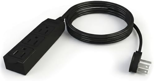 STANLEY 9 Ft Flat Plug Extension Cord with 3 Grounded Outlets 16/3 AWG Power Cable Type B Plug 125 V Black Space-Saving Low Profile Design Ideal for Home Office Dorm or Apartment Use by STANLEY