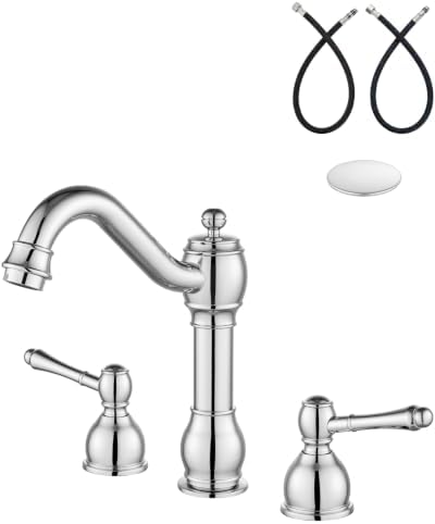 Aolemi Widespread Bathroom Sink Faucet 3 Hole Metal Lever Polish Chrome by Aolemi