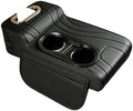 Car Armrest Cover, Embroidered Leather Car Armrest Cushion 4-in-1 Center Console Organizer with Dual Cup Holders, Tissue Box, 2 Side Storage Pockets & Card Slot, Universal for Most Cars (Black) by Unknown