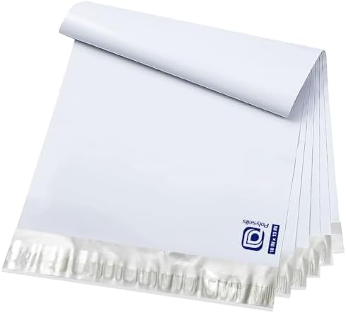 POLYSELLS 200 pcs 10x13 Inches White (Silver) Poly Mailers Shipping Envelopes, Strong Adhesive Sealing, Waterproof, and Tear-resistant Postal Mailing Bags for Small Business, Clothes by POLYSELLS