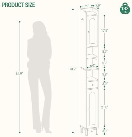 Hzuaneri Bathroom Cabinet with Shelves,Tall Bathroom Storage Cabinet - Image 2
