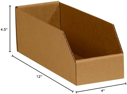 BOX USA BBINMT412K Open Top Bin Boxes, 4" x 12" x 4 1/2", Kraft (Pack of 50) - Image 5