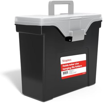 Staples Portable File Box Storage Organizer, Letter Size, Black by Staples