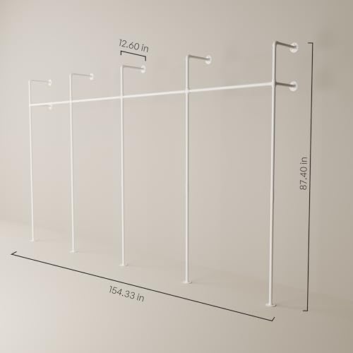 pamo White Clothing Rack Wall Mounted – 154" W × 87" H, 970 lbs - Image 2