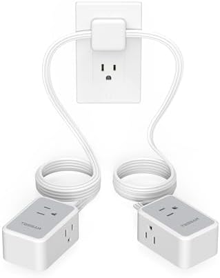 TESSAN Double Ended Flat Plug Power Strip, Twin Extension Cord 12 FT, Grey by TESSAN