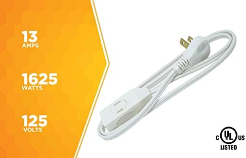 Woods SlimLine Extension Cord - 16/3 Indoor Flat Plug with Right Angled Design - 3 Polarized Outlets - PVC Jacket - Space Saving - Neutral White - 16 Gauge - 3 Feet - Image 6