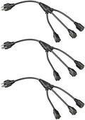 DEWENWILS Extension Cord, 18 Inch 16/3C, ETL Listed, Black, Pack of 3 by DEWENWILS