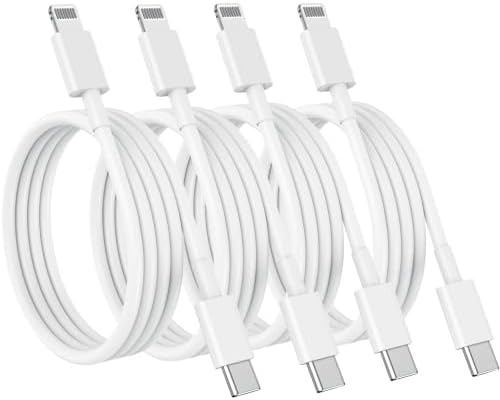 USB C to Lightning Cable (4pack 10 ft), Apple MFi Certified iPhone Fast Charger 3m, Power Delivery Original Type C Charging Cord for Apple iPhone 13/12/11 Pro/11/XS MAX/XR/8/7/6s Plus,iPad (White) by Susnwere