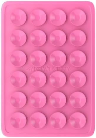 StickyGrippy Suction Phone Case Mount, Sillicon Adhesive Phone Accessory for iPhone and Android, Hands-Free Fidget Toy Mirror Shower Phone Holder, Tiktok Videos and Selfies (Bubble Gum) - Image 2