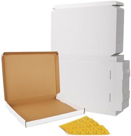 RLAVBL 12x9x1 Shipping Boxes Set of 25, White Corrugated Cardboard Box for Packing, Mailing, Business by RLAVBL