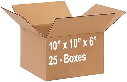 (10 x 10 x 6) - (25 Pack) Corrugated Cardboard Boxes for shipping and moving up to 65 lbs by Unknown