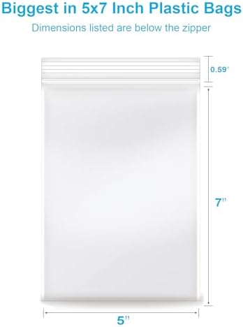 5''x 7'', (Pack of 100) 2 mil Thick Clear Plastic Reclosable Zip Poly Bags with Resealable Lock Seal Zipperr, Clear Small Zip Bag, Jewelry, Candy, Storage, Packaging & Shipping… - Image 2