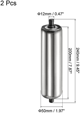 PATIKIL Conveyor Roller 2" Diameter 8" Long Stainless Steel Silver 2pcs - Image 2