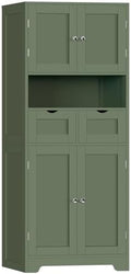 TEENFON Tall Bathroom Storage Cabinet with 4 Doors & 2 Adjustable Shelves by TEENFON