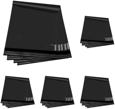 KKBESTPACK Black Poly Mailers, Shipping Bags, 12" x 15.5" 200pcs (Pack of 5) by KKBESTPACK