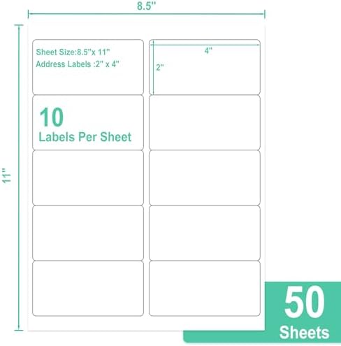 L Liked 2"x4" Printable White Label Stickers 500 Labels 50 Sheets - Image 2