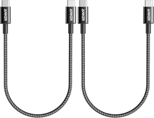 Anker USB C to USB C Cable, 60W Fast Charging Cable (2-Pack, 1 ft, Black) by Anker