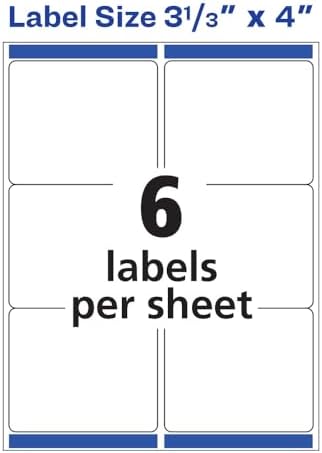 Avery Printable Shipping Labels with Sure Feed, 3-1/3" x 4", White, 1,500 Blank Mailing Labels (95940) (Pack of 2) - Image 4