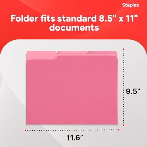 Staples File Folders, Letter Size, 1/3-Cut Tabs, Assorted, 100/Pk - Image 3