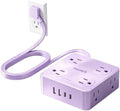 Extension Cord with Multiple Outlets, SMALLRT Flat Plug Power Strip, 6.5FT Power Strips with USB Ports, 8 Outlets, Outlets Extender for Home Office, Purple by SMALLRT