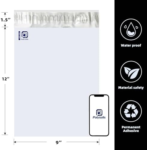 POLYSELLS 200 pcs 9x12 Inches White (Silver) Poly Mailers Shipping Envelopes, Strong Adhesive Sealing, Waterproof, and Tear-resistant Postal Mailing Bags for Small Business, Clothes, Non-Fragile Items - Image 2