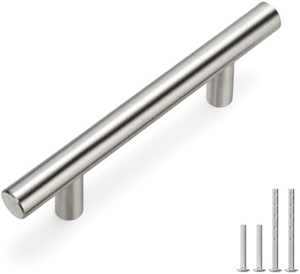 homdiy 5 Pack 3 Inch Brushed Nickel Cabinet Pulls Modern Cabinet Handles - Brushed Nickel Drawer Pulls Stainless Steel Cabinet Hardware,5 Inch Overall Cabinet Door Handles for Cabinets,Cupboard by homdiy
