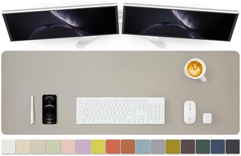 Large Desk Mat - 47.2"x 17" Non-Slip PU Desk Pad for Office and Home - Ideal for Large Mouse Pad and Desk Mats on Top of Desks(Light Gray) by HOMIEAZICOZI
