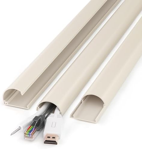 ZhiYo 42.5in Cord Hider for 2-4 Wall-Mounted TV Wires, 1.4"W x 0.7"H, Beige by ZhiYo