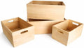 Unfinished Wooden Crates 4 Pack - Nesting Pine Wood Boxes with Handles by Oojami