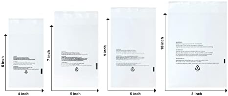 Infinite Pack 400 CT Combo 4x6,5x7,6x9,8x10 inches Self Sealing Clear Poly Bags w/Suffocation Warning, Strong Adhesive, Not Resealable, FBA compliant by InfinitePack