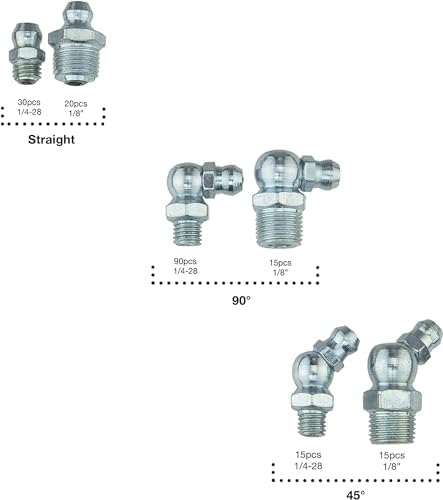NEIKO 50463A Grease Fitting Assortment | 110 Piece | SAE | Straight and Angled Zerk Kit | A3 Steel | For Angled Grease Guns, Bearing Housings, Mechanical Component Lubrication - Image 2
