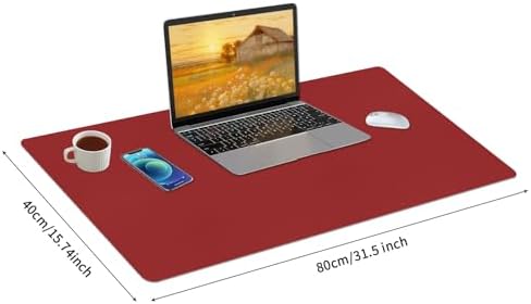 Bloss Red Desk Mat, Leather Desk Matt for Desktop, Waterproof Large Desk Pad, Keyboard Mat, Computer Mat for Office/Home/Decor(31.5 x 15.7 Inches) - Image 5