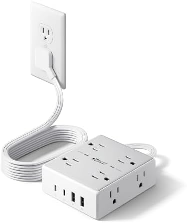 SUPERDANNY Extension Cord,Flat Plug Surge Protector Power Strip,6Ft by SUPERDANNY