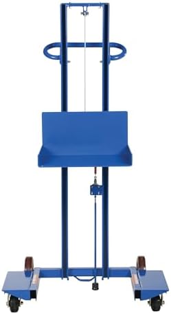 Vestil LLPW-500-4SFL Steel Low Profile Lite Load Lift with Winch, Swivel Casters and Manual Floor Lock 20 in. x 20 in. Platform 400 Lb. Capacity Blue - Image 3