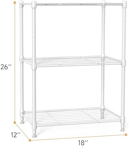 IZEUK 3 Tier Shelf, Heavy Duty Steel Wire Shelving Unit for Home, Kitchen, Laundry Room Organization, Office Storage Rack (17.7" W x 11.8" D x 26.3" H, 450LBS, White) - Image 3